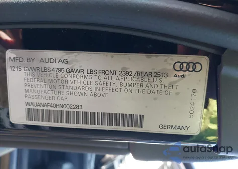 2017 Audi A4 2.0T Premium from USA, damaged, VIN WAUANAF40HN002283